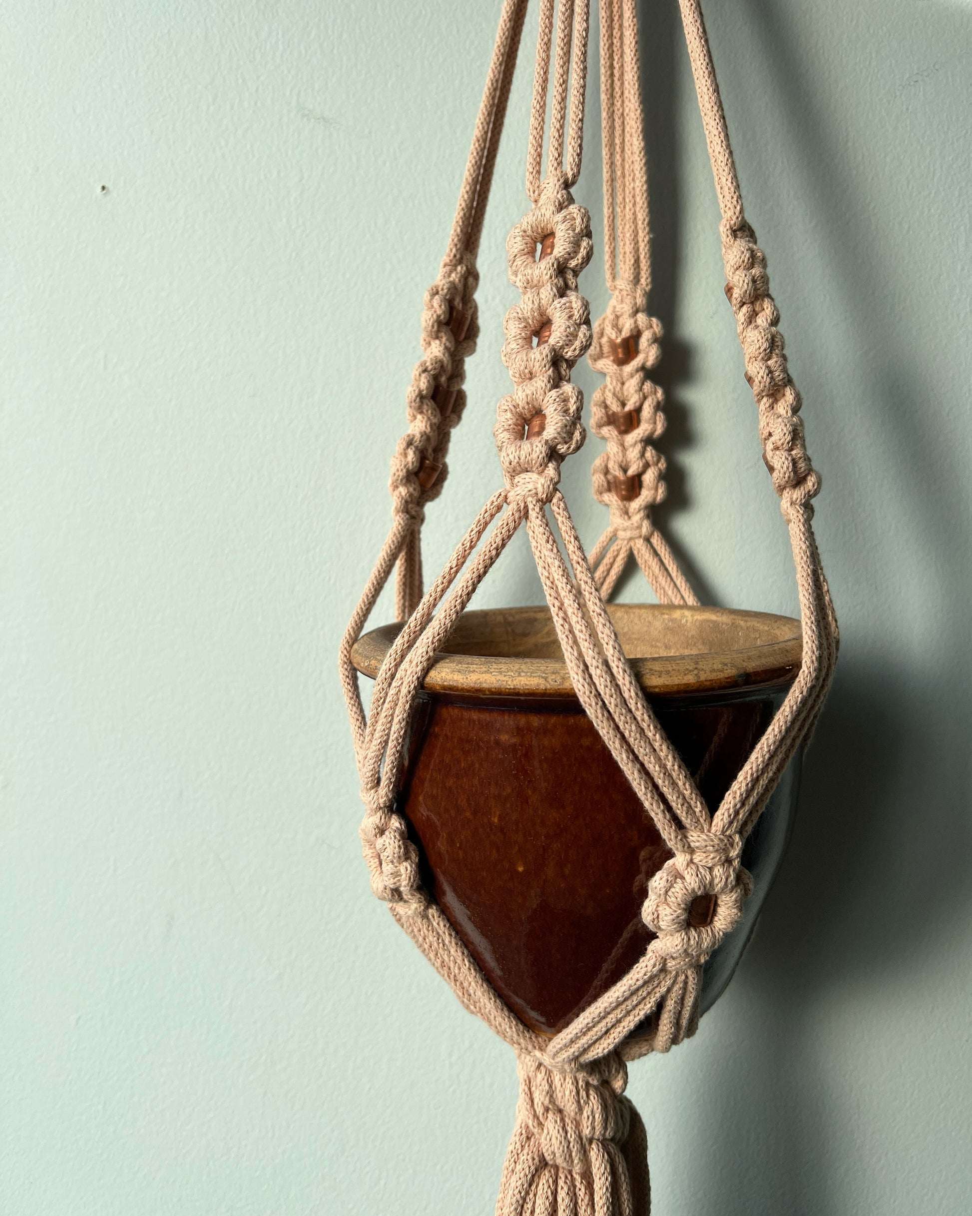 extra large macrame plant hanger ASTRL Fibres Copper Macramé Plant Hanger